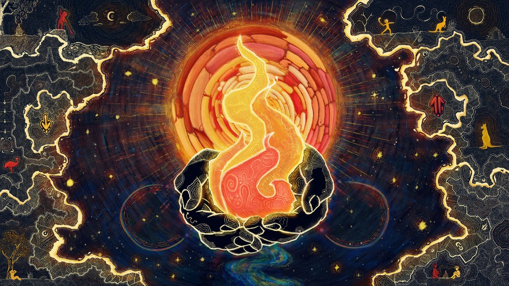 SBS Keep the Fire Burning! Blak, Loud and Proud artwork by Jeremy Worrall